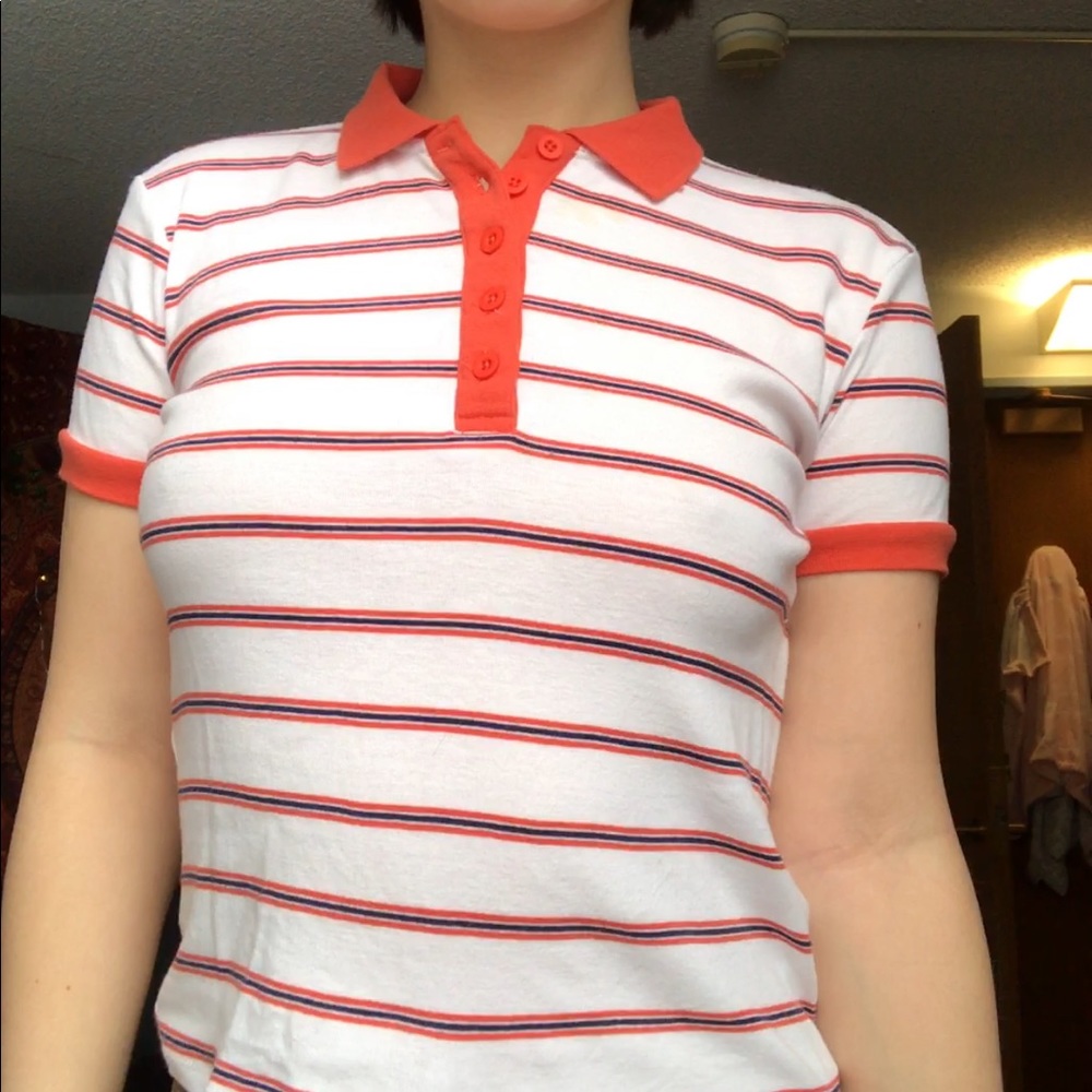 90s vibe orange striped polo